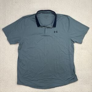 Under Armour Iso-Chill Polo Mens XXL Teal Navy Loose Stretch Golf Shirt Heatgear